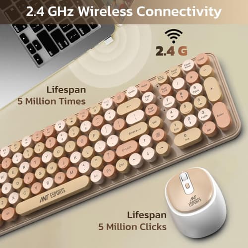 Ant Esports WKM44 Wireless Keyboard and Mouse Combo (Brown)